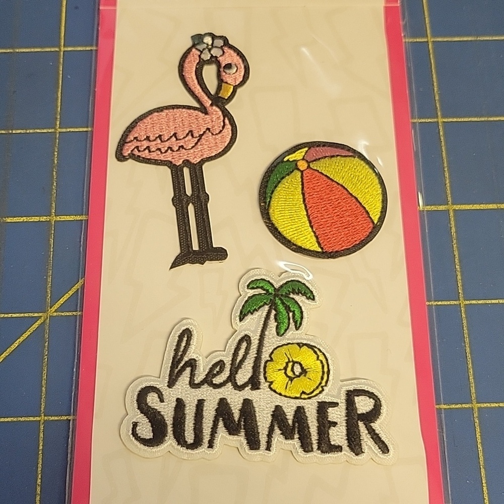 Tropical Summer Theme Embroidered Iron On Patch New 3 Per Package